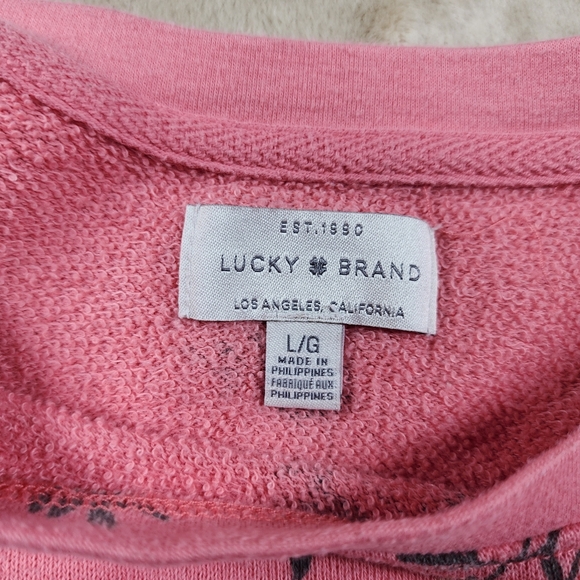 Lucky Brand Floral Pink Sweatshirt Lightweight Size L - Picture 4 of 7